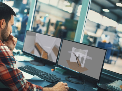 Treppenkonstrukteur bei der Arbeit